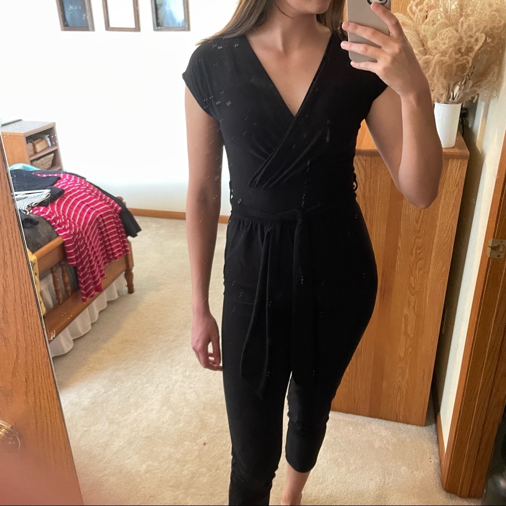 Black jumpsuit with tie